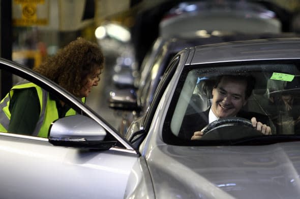 George Osborne in a Jaguar