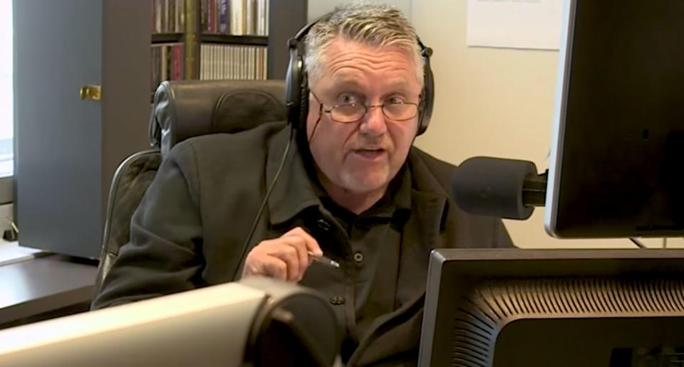 2GB's Ray Hadley seen speaking on-air.