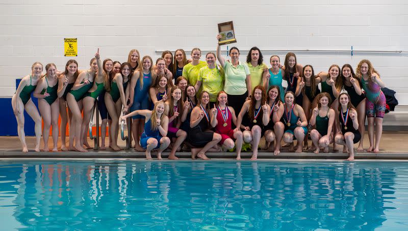 Ridgeline High School’s girls swim team won the Region 11 championship at Mountain Crest High School on Saturday.