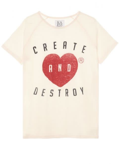 <p>CREATE AND DESTROY loose fit raglan T-shirt. Available at <a rel="nofollow noopener" href="https://www.zoekarssen.com/woman/t-shirts/fw171058-loose-fit-raglan-tee.html" target="_blank" data-ylk="slk:Zoe Karssen -;elm:context_link;itc:0;sec:content-canvas" class="link ">Zoe Karssen -</a> <span><a rel="nofollow noopener" href="https://www.zoekarssen.com/woman/t-shirts/fw171058-loose-fit-raglan-tee.html" target="_blank" data-ylk="slk:£72;elm:context_link;itc:0;sec:content-canvas" class="link ">£72</a> </span></p>