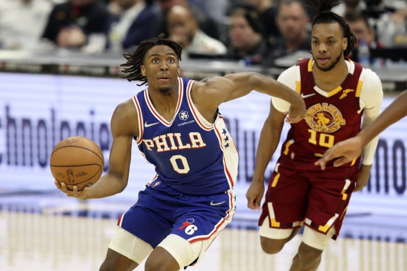 Guard Tyrese Maxey (0) and the Philadelphia 76ers will host the Miami Heat at 7 p.m. EDT Wednesday in Philadelphia. File Photo by Aaron Josefczyk/UPI