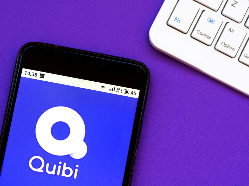 The Quibi logo on a mobile screen