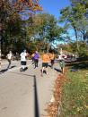 A bagpipe player cheering on the runners in the #unofficial #nycmarathon