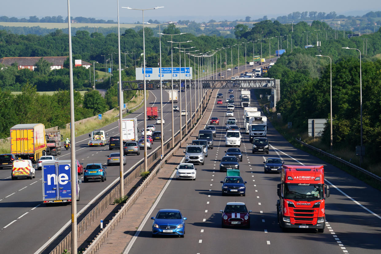 A general view of the M5 motorway in Worcestershire, as members of the Rail, Maritime and Transport union begin their nationwide strike in a bitter dispute over pay, jobs and conditions. Picture date: Tuesday June 21, 2022. (Photo by David Davies/PA Images via Getty Images)