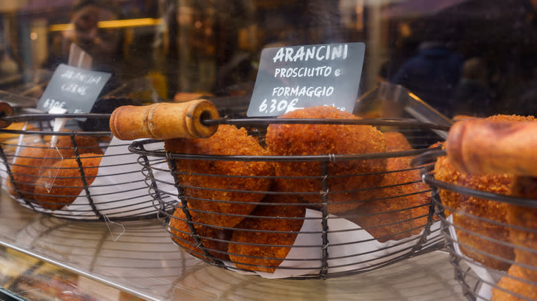 Arancini in basket for sale