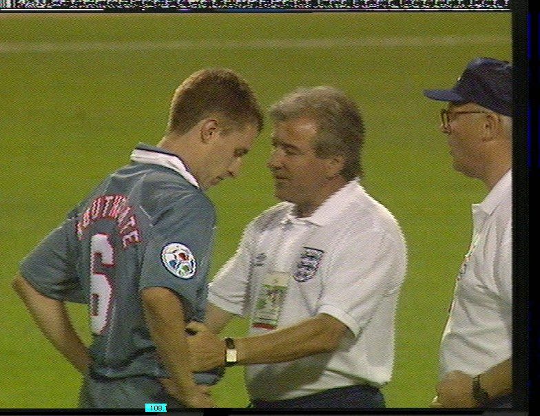 Venables consoles Gareth Southgate as England’s dream of victory was ended in Euro 96