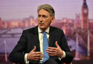 Britain's Chancellor of the Exchequer Philip Hammond attends the BBC's Marr Show in London, November 19, 2017. Jeff Overs/BBC Handout via REUTERS