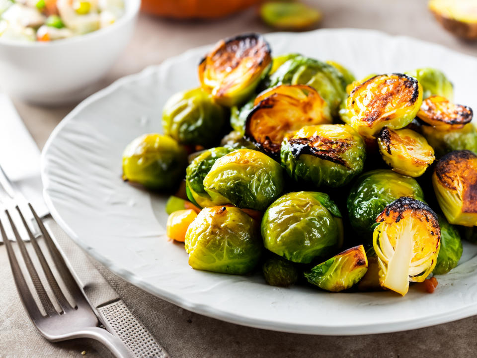 plate of roasted brussels sprouts