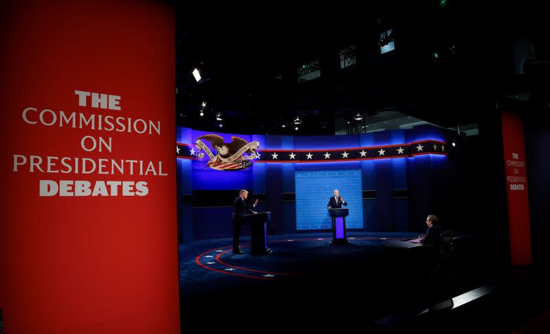 U.S. President Donald Trump and Democratic presidential nominee Joe Biden participate in their first 2020 presidential campaign debate in Cleveland