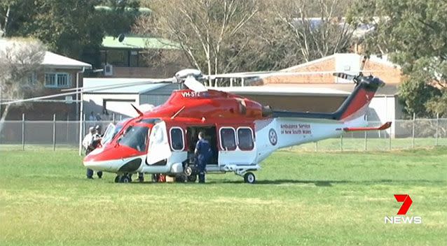 A helicopter airlifted the youth to hospital. Photo: 7 News