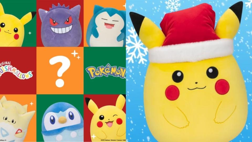 New Pokémon Squishmallow includes Santa Hat wearing Holiday Pikachu