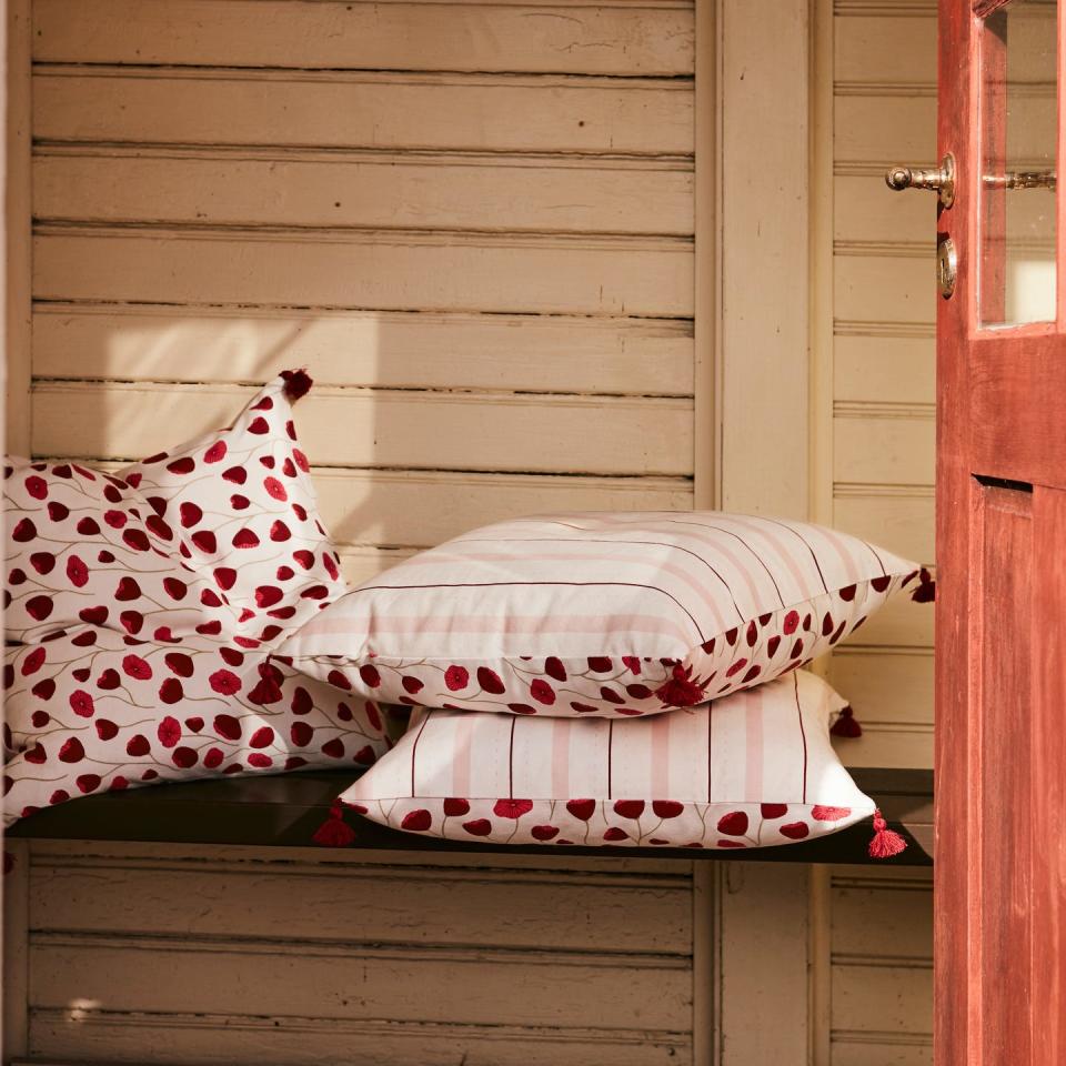 <p>Want to add a splash of colour to your Jubilee party? Providing both comfort and style, IKEA's cotton <a href="https://www.housebeautiful.com/uk/garden/g32139876/outdoor-cushions/" rel="nofollow noopener" target="_blank" data-ylk="slk:cushion;elm:context_link;itc:0;sec:content-canvas" class="link ">cushion</a> cover has red poppies on one side and timeless stripes on the other. </p><p><a class="link " href="https://www.ikea.com/gb/en/p/anledning-cushion-cover-white-red-40514291/" rel="nofollow noopener" target="_blank" data-ylk="slk:BUY NOW, £8;elm:context_link;itc:0;sec:content-canvas">BUY NOW, £8</a></p><p><strong><strong>Follow House Beautiful on <a href="https://www.instagram.com/housebeautifuluk/" rel="nofollow noopener" target="_blank" data-ylk="slk:Instagram;elm:context_link;itc:0;sec:content-canvas" class="link ">Instagram</a>.</strong></strong></p>