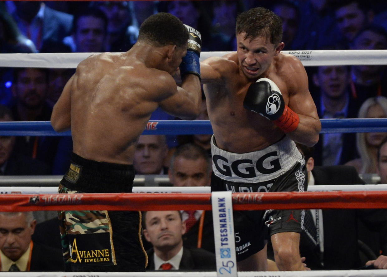 Gennady Golovkin’s win over Daniel Jacobs, left, was one of The Garden’s best fights this year. (Getty)