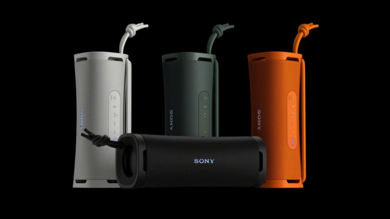  Sony ULT Field 1 speakers on black bacground. 