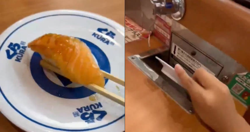 日本一名男子發現「藏壽司」計算盤數的Bug，拍攝影片實測給大家看，引起大批網友撻伐。（圖／Twitter／@roketdan2）