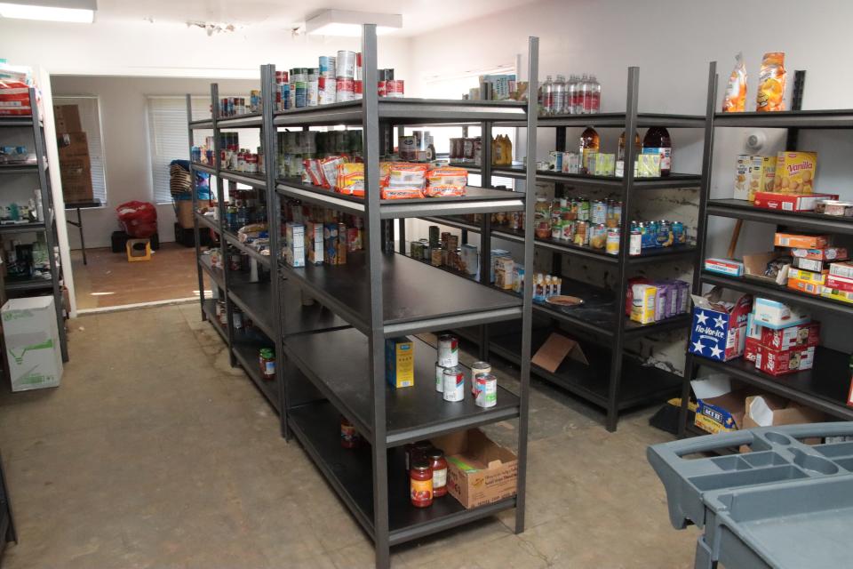 The Tecumseh Service Club's food pantry is pictured Thursday. The pantry's stock is the lowest its ever been, club member Mike Sunderland said.