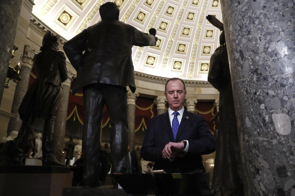 House Intelligence Committee Chairman Adam Schiff (D-Calif.) on Wednesday after the House of Representatives voted to impeach President Donald Trump for abuse of power and obstructing Congress. (Photo: ASSOCIATED PRESS)