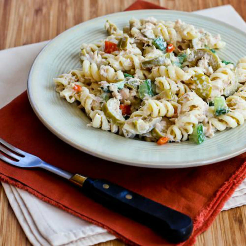 <p>Kalyn's Kitchen</p><p>This is great for picnics, or a light supper on a hot summer night.</p><p><strong>Get the recipe: </strong><strong><a href="http://www.kalynskitchen.com/2012/04/tuna-pasta-salad-recipe-with-lemon.html" rel="nofollow noopener" target="_blank" data-ylk="slk:Tuna Pasta Salad with Lemon, Green Olives and Cucumbers;elm:context_link;itc:0;sec:content-canvas" class="link ">Tuna Pasta Salad with Lemon, Green Olives and Cucumbers</a></strong></p><p><strong>Related: <a href="https://parade.com/1045833/kristamarshall/best-cucumber-recipes/" rel="nofollow noopener" target="_blank" data-ylk="slk:35 Best Cucumber Recipes For Summer;elm:context_link;itc:0;sec:content-canvas" class="link ">35 Best Cucumber Recipes For Summer</a></strong></p>