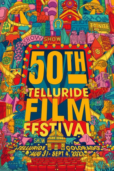50th anniversary Telluride Film Festival poster designed by Luke Dorman at Meow Wolf