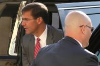 U.S. acting Secretary of Defense Esper arrives for the first day in his new post at the Pentagon in Arlington, Virginia