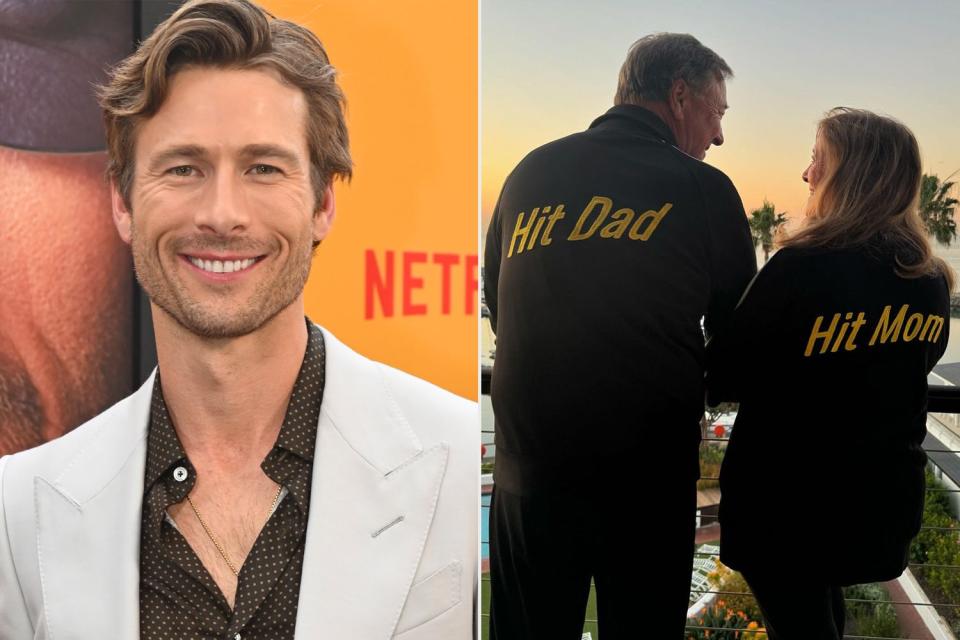 <p> Nicola Gell/GA/The Hollywood Reporter via Getty; Glen Powell/Instagram</p> Glen Powell; his parents