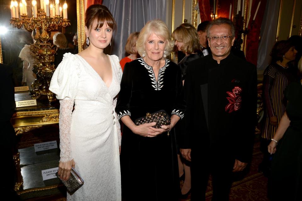 Nadia Amersi with Camilla, then Duchess of Cornwall, and Mohamed Amersi at a National Osteoporosis Society event in London in 2018 (Dave J Hogan/Getty Images for th)