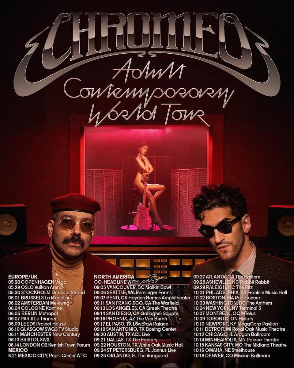 chromeo 2024 tour dates poster north america europe the midnight ruth radelet girl ultra