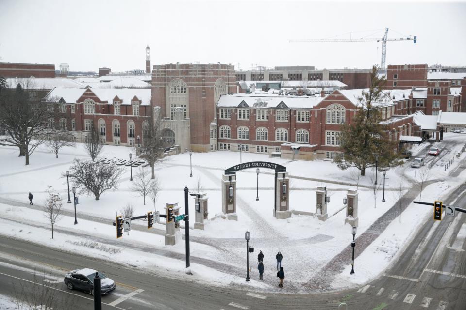 Snow covers the grounds of Purdue University, Monday, Feb. 15, 2021 in West Lafayette.