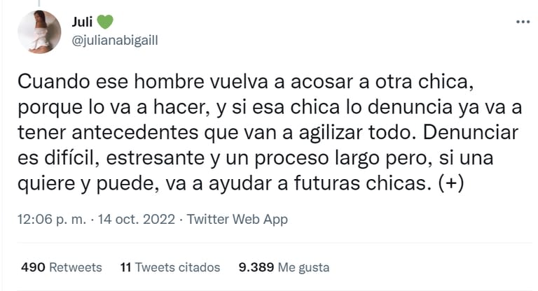 Juliana apoyó a las mujeres en caso de que decidan denunciar.