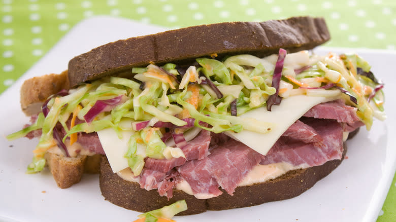 rye sandwich with coleslaw