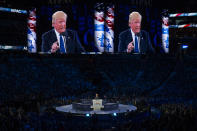 FILE - In this Monday, March 21, 2016 file photo, Republican presidential candidate Donald Trump speaks at the 2016 American Israel Public Affairs Committee (AIPAC) Policy Conference at the Verizon Center in Washington. Jewish American voters have leaned Democratic for decades, but the GOP is still eyeing modest gains with the constituency in states where President Donald Trump could reap major benefits with even small improvements over his performance in 2016. (AP Photo/Evan Vucci)