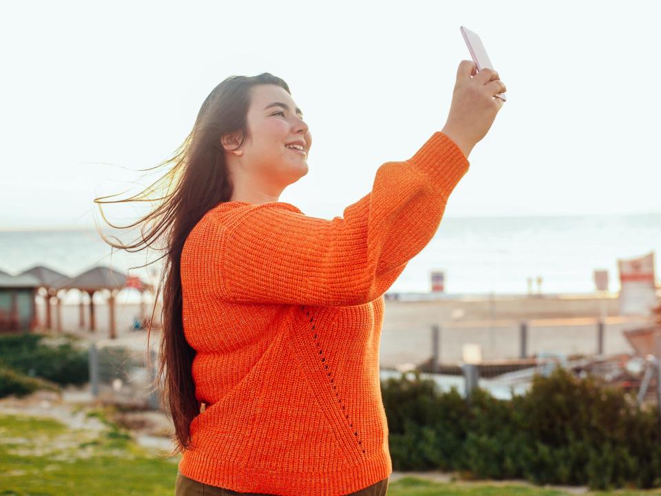 woman taking selfie