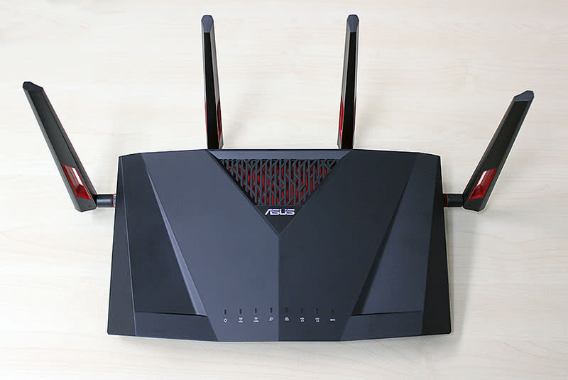 The ASUS RT-AC88U's design marks it out as an ASUS router.