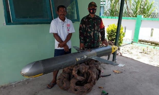 <p>Suspected Chinese Sea Wing found in Indonesia </p> (@Jatosint/Twitter)