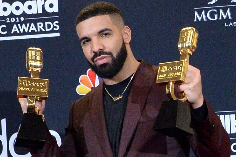 Drake appears backstage after winning the awards for Top Artist, Top Male Artist and Top Billboard 200 Album for “Scorpion,” during the 2019 Billboard Music Awards at the MGM Grand Garden Arena in Las Vegas, May 2019. “I hope the police will find the people that are violating the law and catch them,” Toronto Mayor Olivia Chow said Tuesday about the ongoing investigation. File Photo by Jim Ruymen/UPI