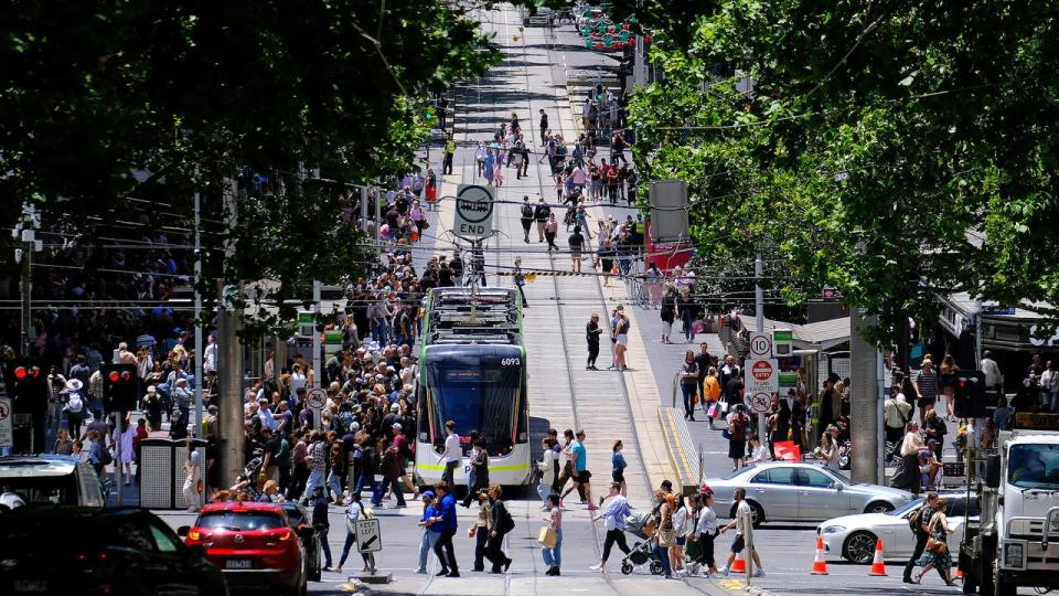 MELBOURNE, AUSTRALIA - NewsWire Photos DECEMBER 17, 2022: Christmas shoppers are seen in MelbourneÃ¢â¬â¢s CBD Picture: NCA NewsWire / Luis Enrique Ascui