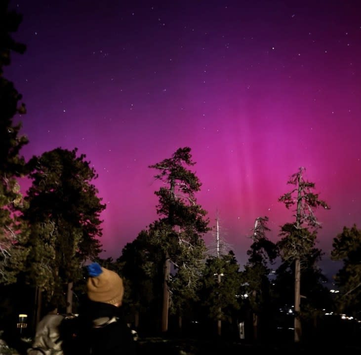 The northern lights captured near Mountain High in Southern California on May 10, 2024. (@patrickc_la)