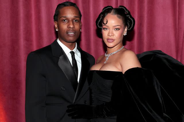 <p>Christopher Polk/NBC via Getty</p> A$AP Rocky and Rihanna attend the 80th Annual Golden Globe Awards