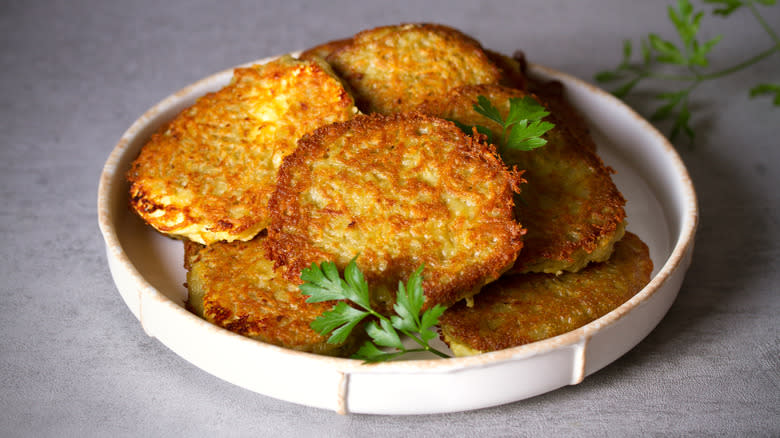 A plate of potato latkes