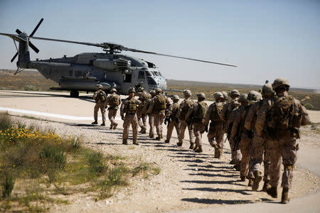 U.S. Marines participate in Juniper Cobra, a U.S.-Israeli joint air defence exercise, in Zeelim, southern Israel, March 12, 2018. REUTERS/Amir Cohen