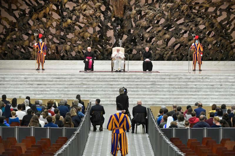 Pope Francis attends the weekly general audience at the Vatican