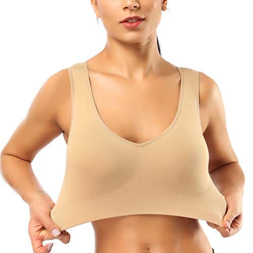 5) BESTENA Sports Bras for Women, Seamless Comfortable Yoga Bra with Removable Pads(Nude,X-Large)