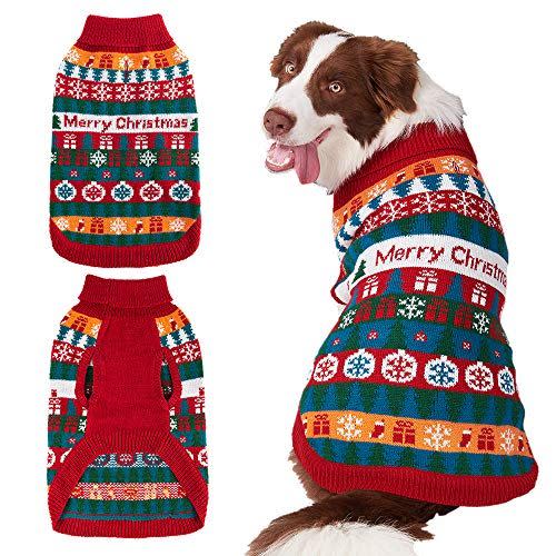 11) Mihachi Christmas Dog Sweater - Winter Clothes with Colorful Snowflake Patterns Soft Knit Keep Warm-M