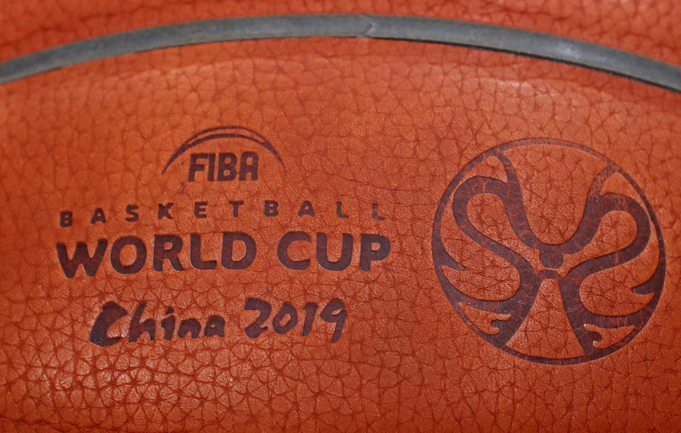 Basketball - FIBA World Cup - Iran v Puerto Rico - Guangzhou Gymnasium, Guangzhou, China - August 31, 2019  General view of the match ball ahead of the match REUTERS/Jorge Silva