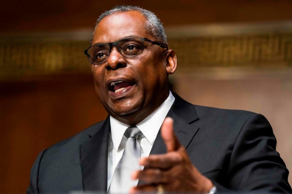 Retired General Lloyd Austin testifies before the Senate Armed Services Committee during his confirmation hearing to be the next Secretary of Defense in the Dirksen Senate Office Building in Washington, DC, on January 19, 2021.