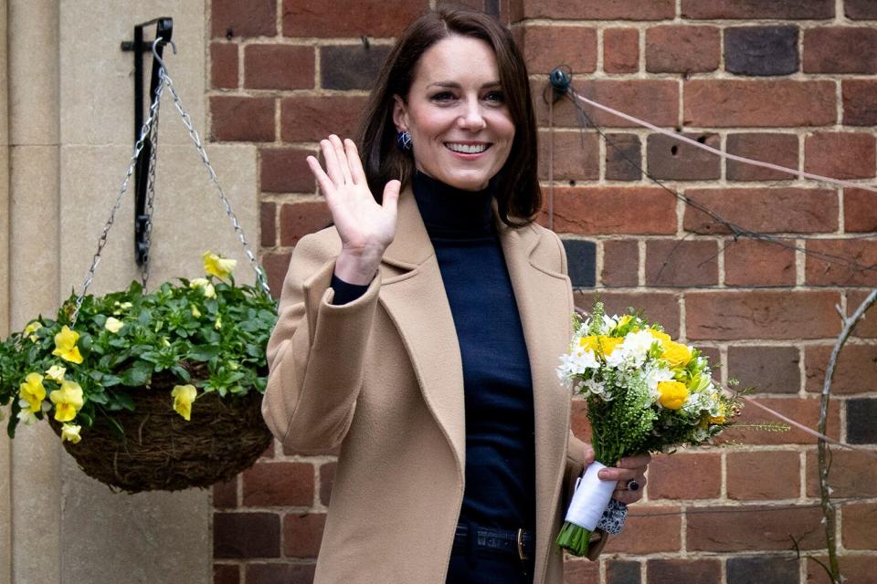 Princess of Wales, leaves after visiting the Oxford House Nursing Home in Slough