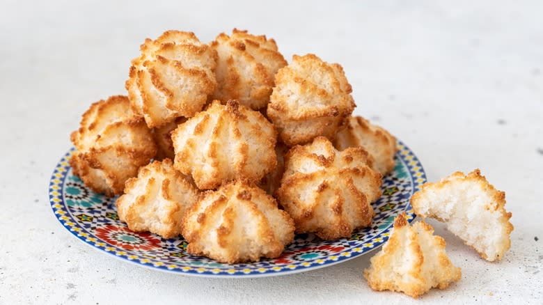 Coconut macaroons on plate