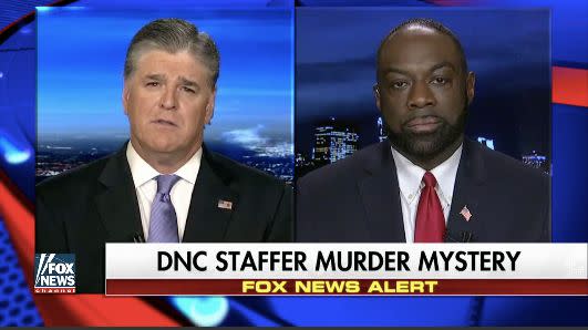 Rod Wheeler appeared on "Hannity" on May 16 to talk about the death of Seth Rich. (Photo: <a href="http://video.foxnews.com/v/5437207289001/?#sp=show-clips" target="_blank">Fox News</a>)