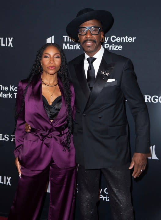 Shahidah Omar, left, and J.B. Smoove attend the Kennedy Center for the Performing Arts 25th Annual Mark Twain Prize for American Humor presented to Kevin Hart, Sunday, March 24, 2024, in Washington. (Photo by Owen Sweeney/Invision/AP)