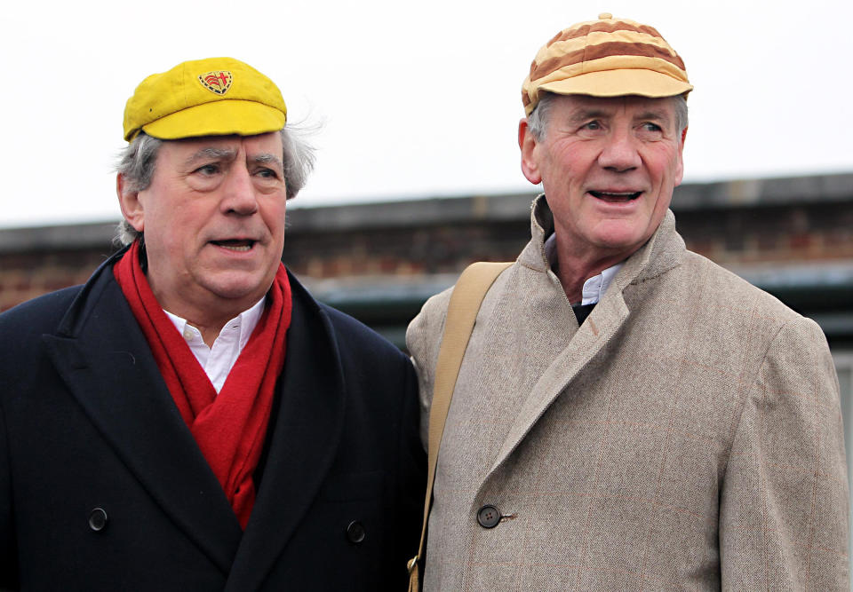 Terry Jones (left) and Michael Palin (right) at the first Ripping Yarns hopathon to mark the DVD release of Ripping Yarns The Complete Series.   (Photo by Sean Dempsey/PA Images via Getty Images)